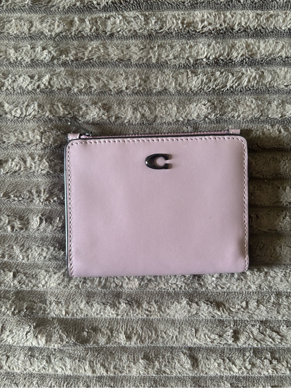 Coach Lilac Zip Card Wallet with Metal 'C' Accent